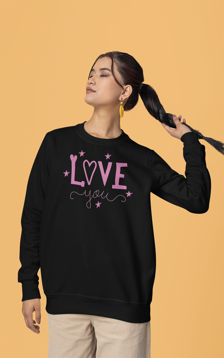 LOVE3 Msah Giyim 2 İplik Pamuklu Şardonsuz Slim Fit Bisiklet Yaka Baskılı Sweatshirt - Görsel 1